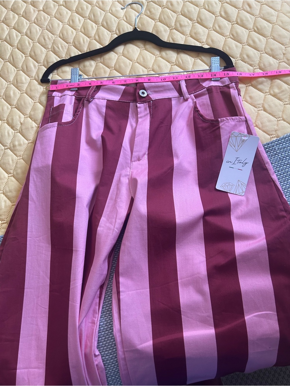 Barrel Striped Pants in Pink & Burgundy
